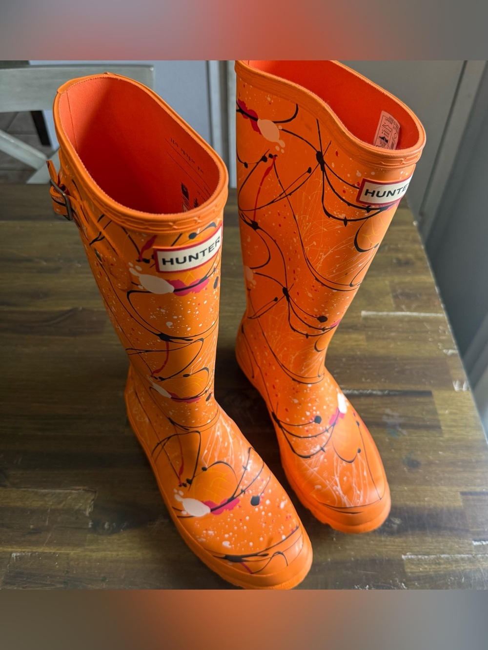 Hunter Paint Splatter Rain Boots - Orange - Picture 3 of 11